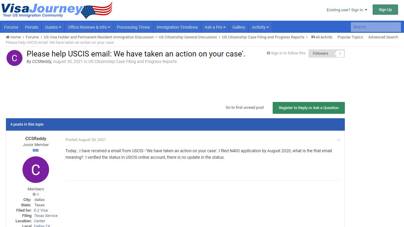 Please help USCIS email: We have taken an action on your case'.